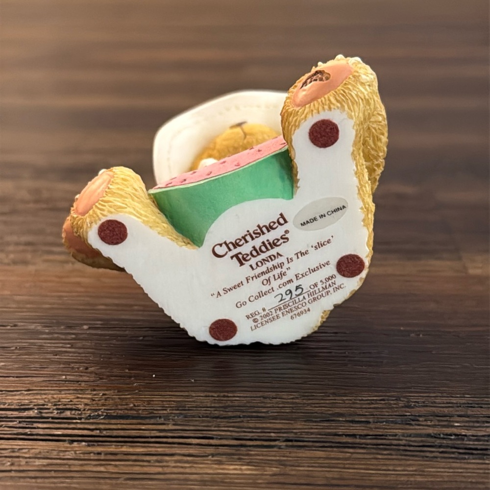 Cherished Teddies Londa “A Sweet Friendship is the Slice of Life” 2002 Figurine - Picture 7 of 8